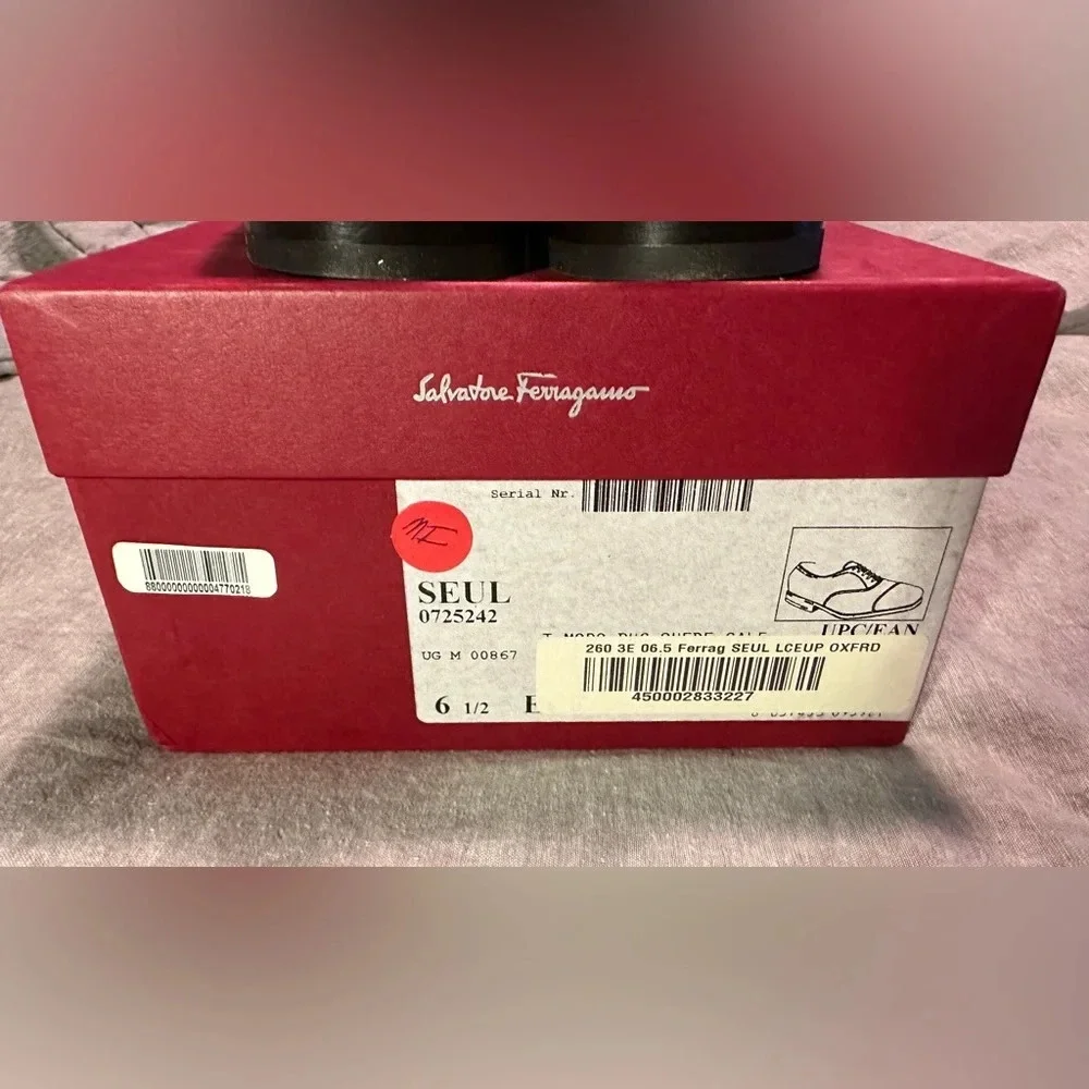 NIB Salvatore Ferragamo SEUL Cap Toe Oxfords Brown Size 6.5